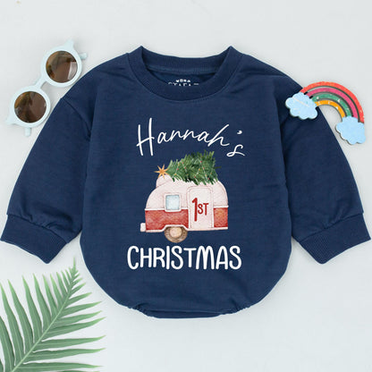 Custom Name Baby Christmas Romper, 1st Xmas, Unisex Gift Outfit