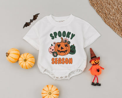 Retro Pumpkin Spice Baby Romper - Perfect Halloween Outfit & Gift