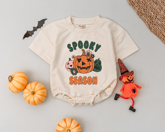 Retro Pumpkin Spice Baby Romper - Perfect Halloween Outfit & Gift