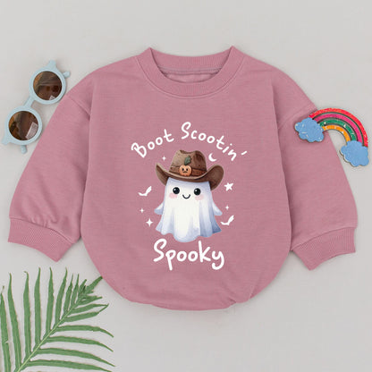 Boot Scootin' Spooky Ghost Romper, First Halloween Outfit, Cute Cowboy Baby Bodysuit, Western Newborn Girl Clothes, Halloween Party Costume 135
