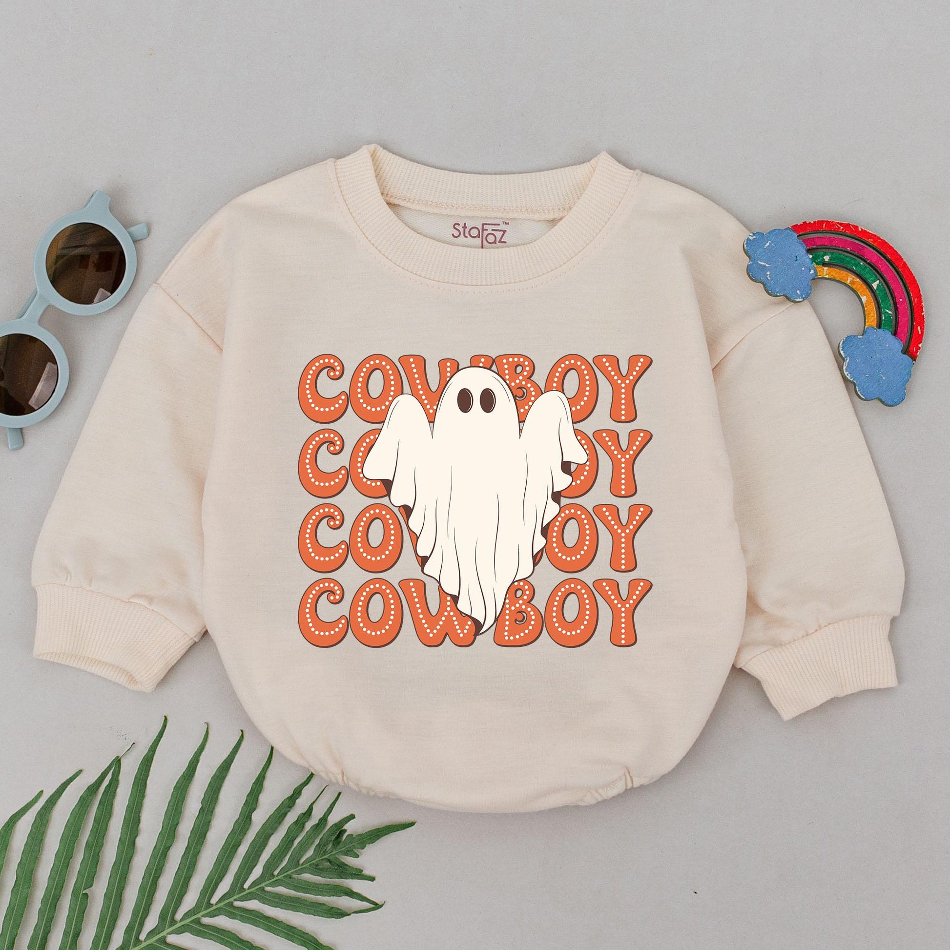 Baby's First Halloween Cowboy Ghost Romper - Newborn Gift Outfit