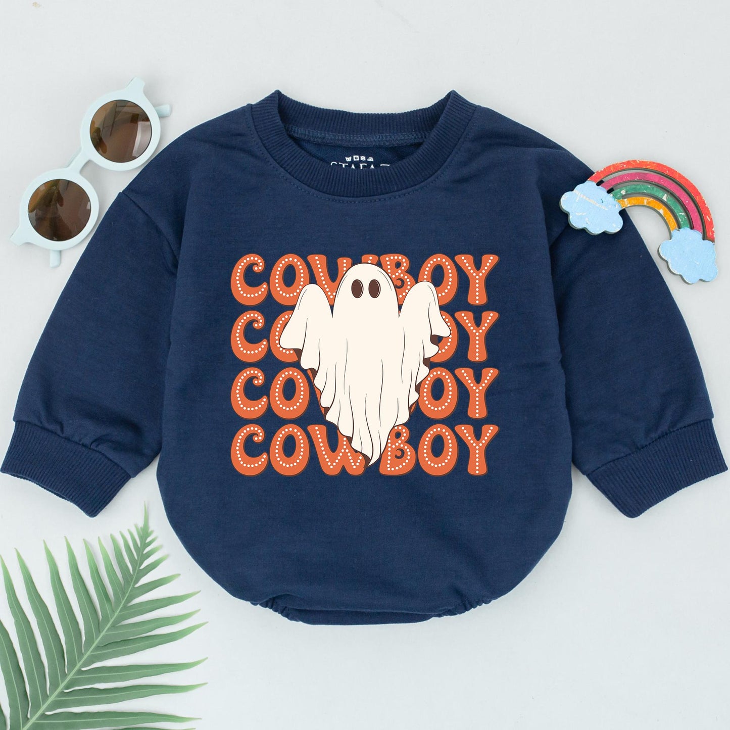 Baby's First Halloween Cowboy Ghost Romper - Newborn Gift Outfit