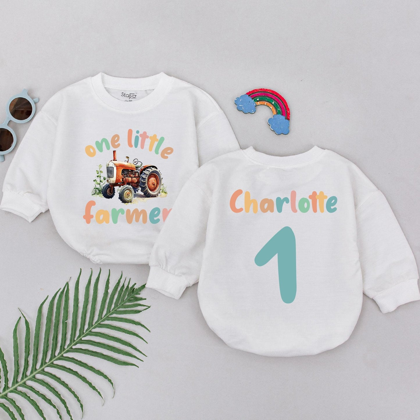 Farm Themed 1st Birthday Romper – Personalized Baby Shower Gift