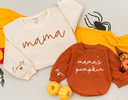 Matching Mama & Mama's Pumpkin Fall Sweatshirts, Mommy and Me Outfits, Cute Mom Baby Sweaters, Fall Gifts