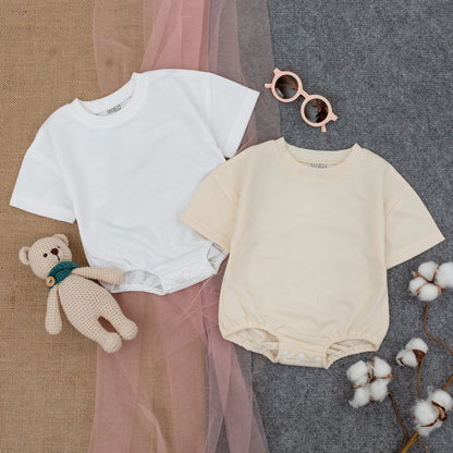 Custom Design Baby Romper: Personalized Cotton Newborn Gift for Baby Shower, Modern Text Bodysuit, Gender Neutral Bubble Romper, Short Sleeve Outfit (139 chars)