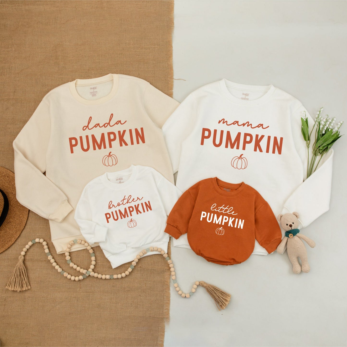 Matching Pumpkin Outfits: Family Fall Sweaters & Baby Bodysuits