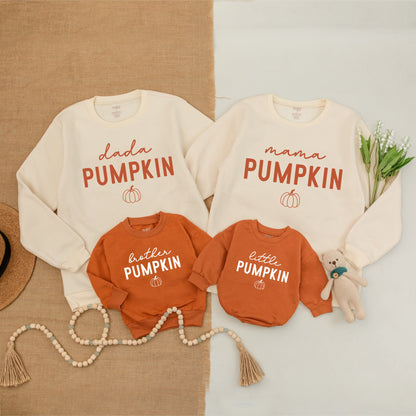 Matching Pumpkin Outfits: Family Fall Sweaters & Baby Bodysuits