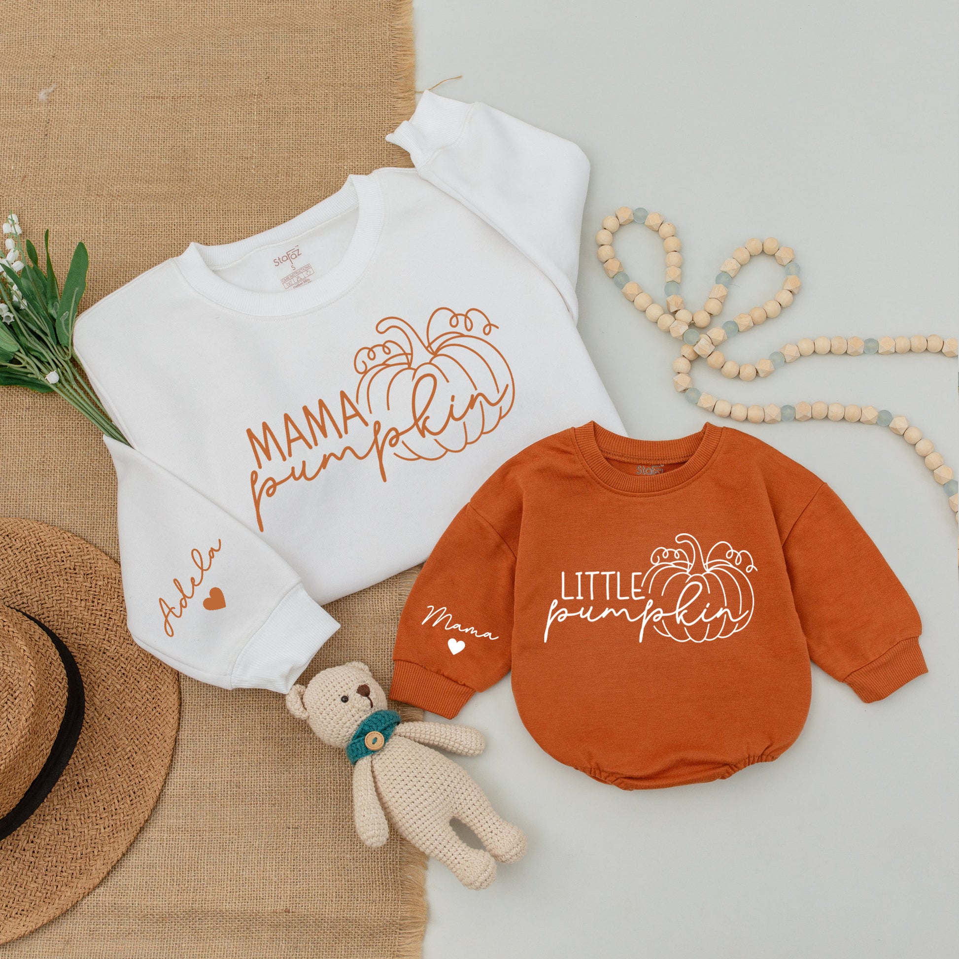 Cozy Family Pumpkin Outfits: Fall Sweaters & Baby Bodysuits