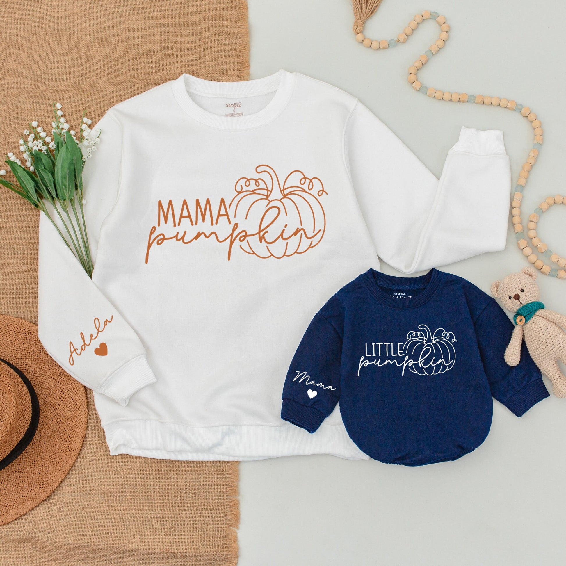 Cozy Family Pumpkin Outfits: Fall Sweaters & Baby Bodysuits