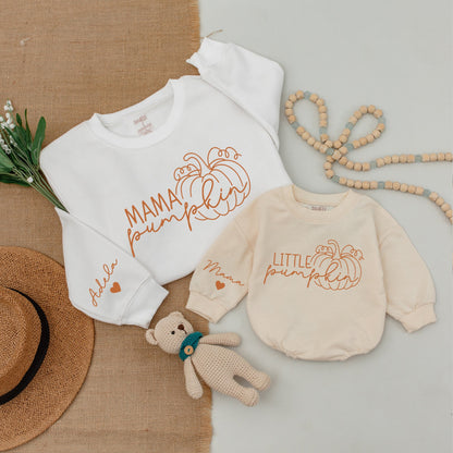 Cozy Family Pumpkin Outfits: Fall Sweaters & Baby Bodysuits