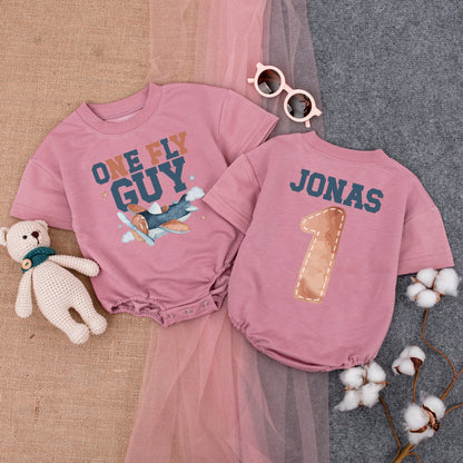 Fly High First Birthday Romper - Airplane Party Outfit for Boys