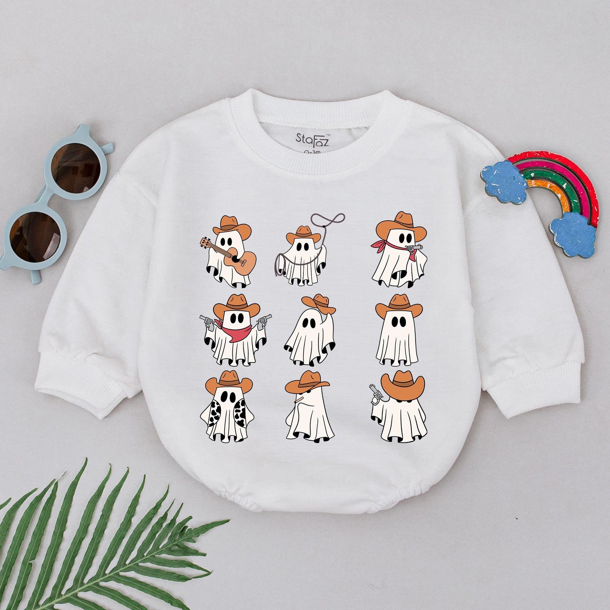 Cowboy Ghost Western Romper: Baby's First Halloween Outfit