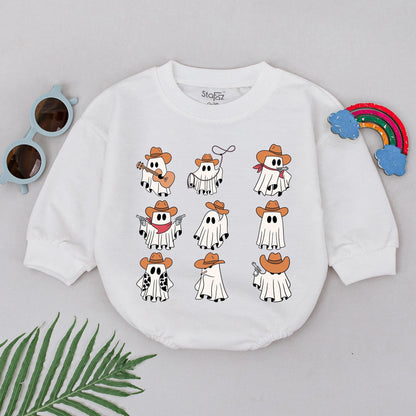 Cowboy Ghost Western Romper: Baby's First Halloween Outfit
