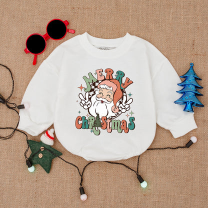 Cozy Christmas Bubble Romper, Retro Baby Outfit, Gift for Baby