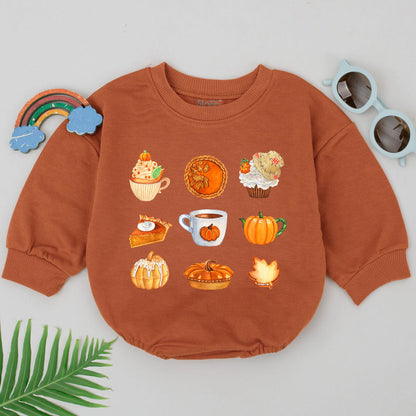 Vintage Pumpkin Spice Baby Romper – Perfect Fall or Halloween Outfit