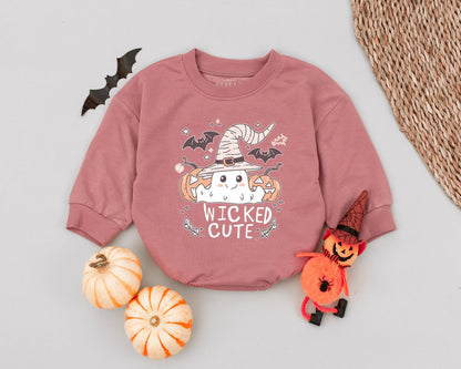 Wicked Cute Ghost Romper: Halloween Baby Outfit for Spooky Fun! Pastel Colors, Witch Hat, Pumpkins & Bats Infant Clothes 1st Halloween Costume 138char