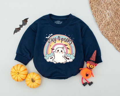 Stay Spooky Ghost Romper Pastel Rainbow Halloween Baby Outfit Cute Unicorn Horn Bodysuit Funny Boo First Halloween Costume Adorable Baby Clothes 137