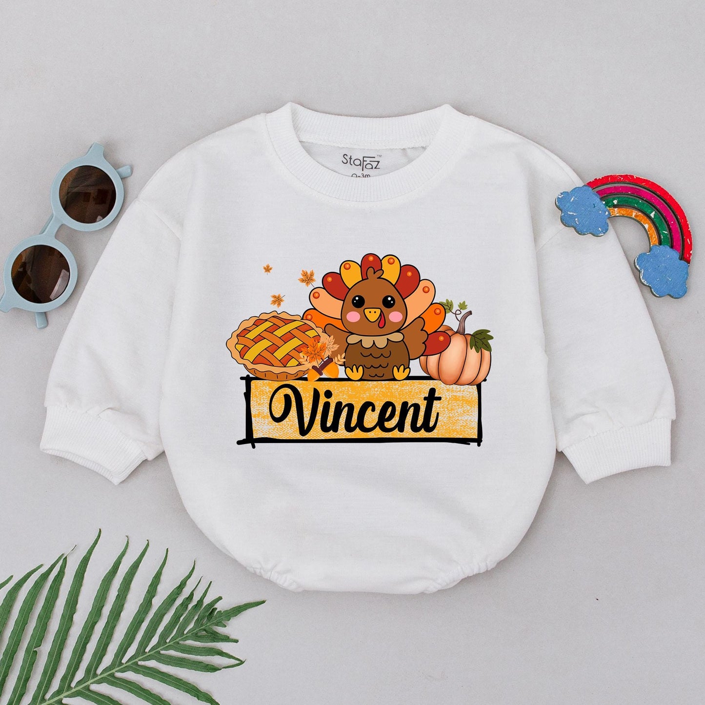 Custom Thanksgiving Romper: Personalized Baby Pumpkin Outfit 1st Bday