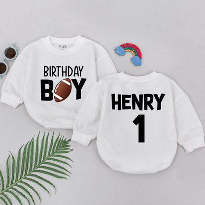 Football First Birthday Outfit for Boys - Personalized Name Romper