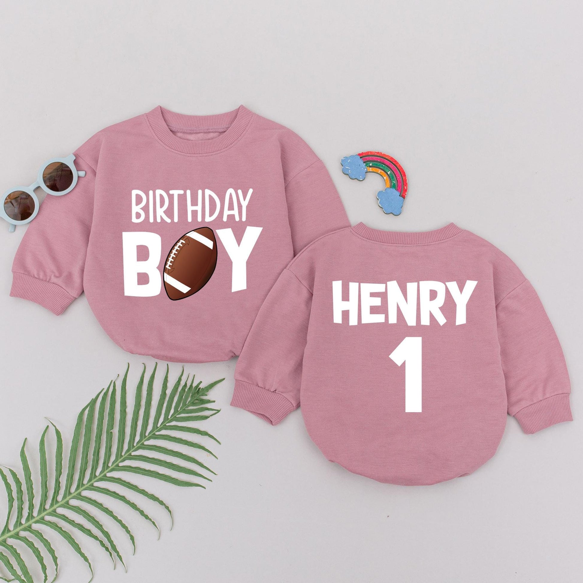 Football First Birthday Outfit for Boys - Personalized Name Romper