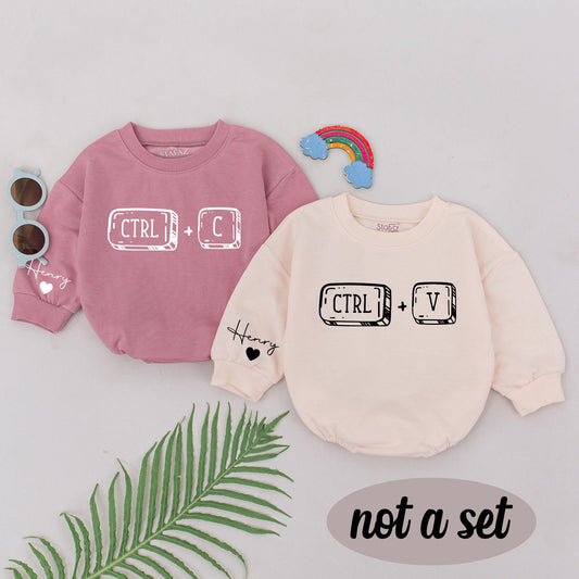 Ctrl+C Ctrl+V Twins Baby Romper Bodysuit Besties Outfit Newborn Matching Gifts