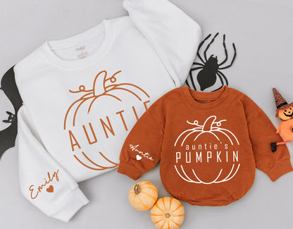 Matching Fall Auntie & Niece Sweatshirts - Cute Pumpkin Designs