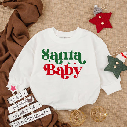 Baby's First Christmas Romper Santa & Baby Green Red Festive Holiday Outfit Newborn Bodysuit Baby Shower Gift