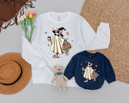 Mama and Mini Ghost Sweaters: Matching Halloween Family Outfit