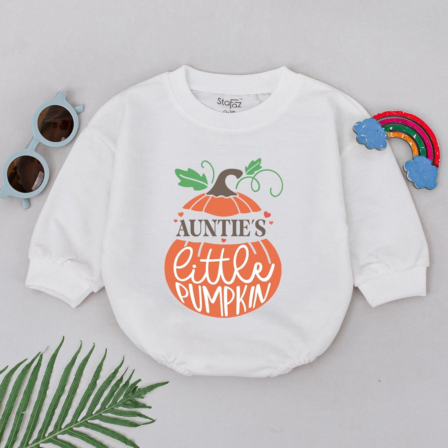 Auntie's Little Pumpkin Romper Outfit, First Halloween Baby Girl Clothes Fall Thanksgiving Newborn Bodysuit Pumpkin Spice Season Gift 138