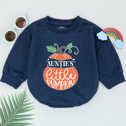 Auntie's Little Pumpkin Romper Outfit, First Halloween Baby Girl Clothes Fall Thanksgiving Newborn Bodysuit Pumpkin Spice Season Gift 138