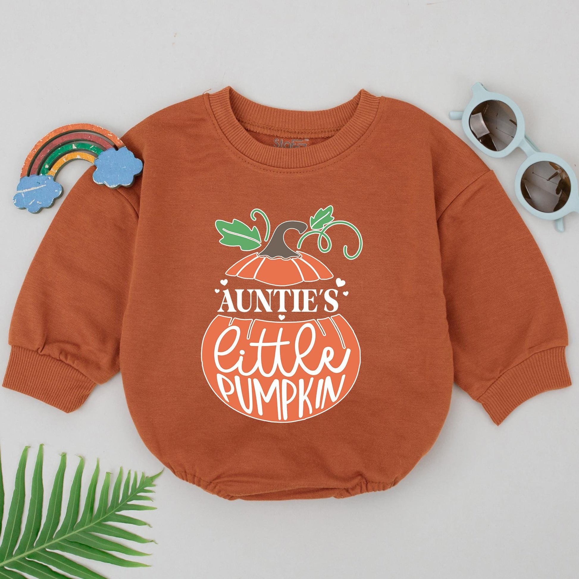 Auntie's Little Pumpkin Romper Outfit, First Halloween Baby Girl Clothes Fall Thanksgiving Newborn Bodysuit Pumpkin Spice Season Gift 138