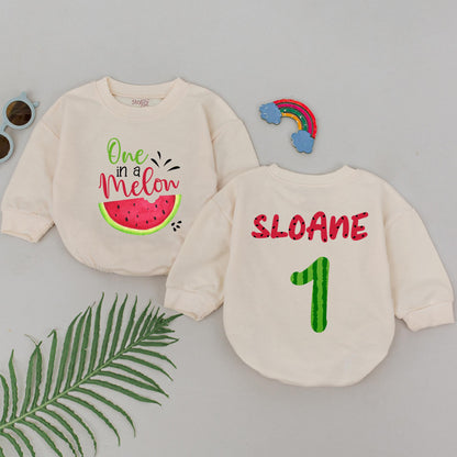 One In A Melon Baby Romper - First Birthday Outfit & Shower Gift