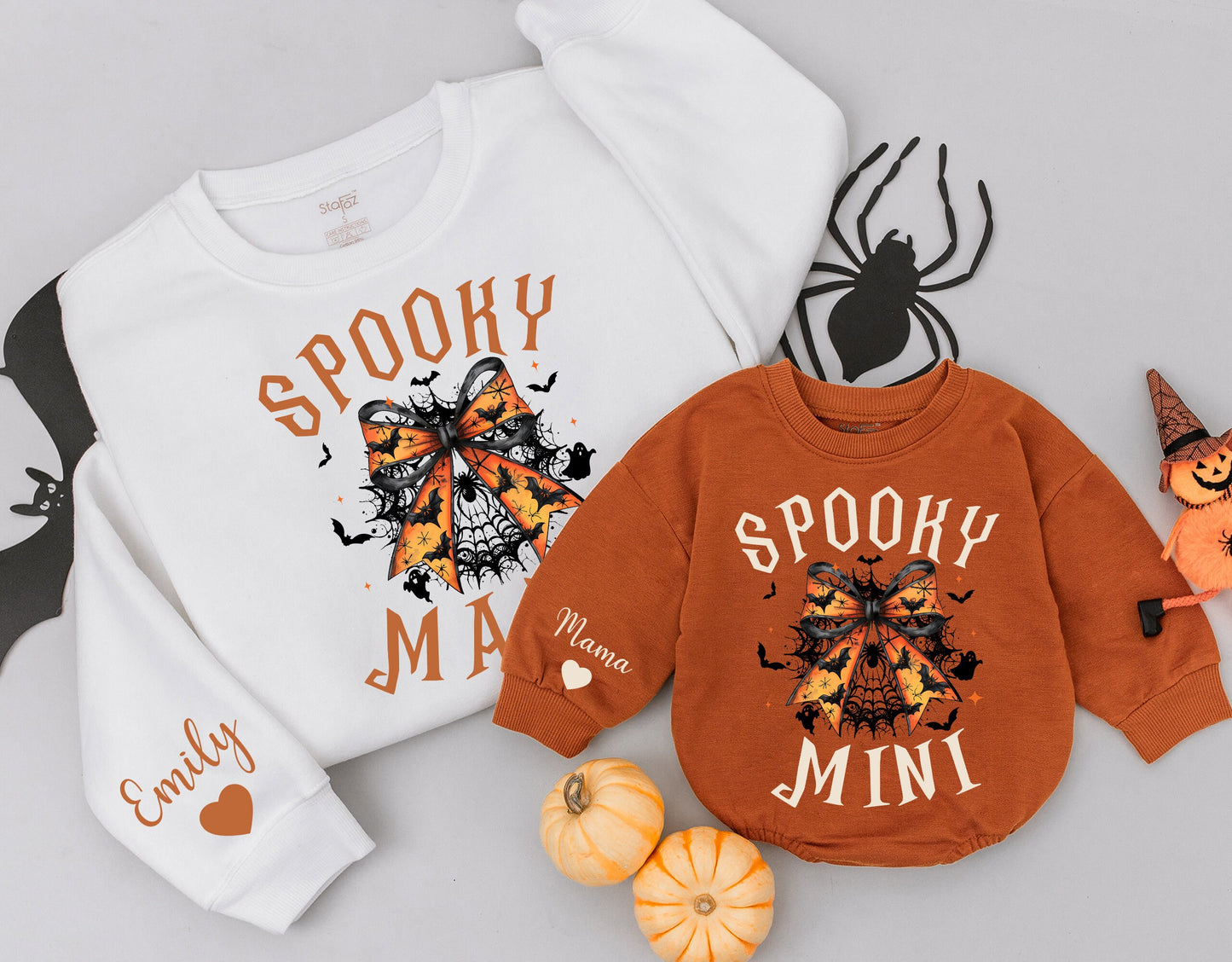 Cute Matching Halloween Sweatshirts for Mom and Baby – Retro Style