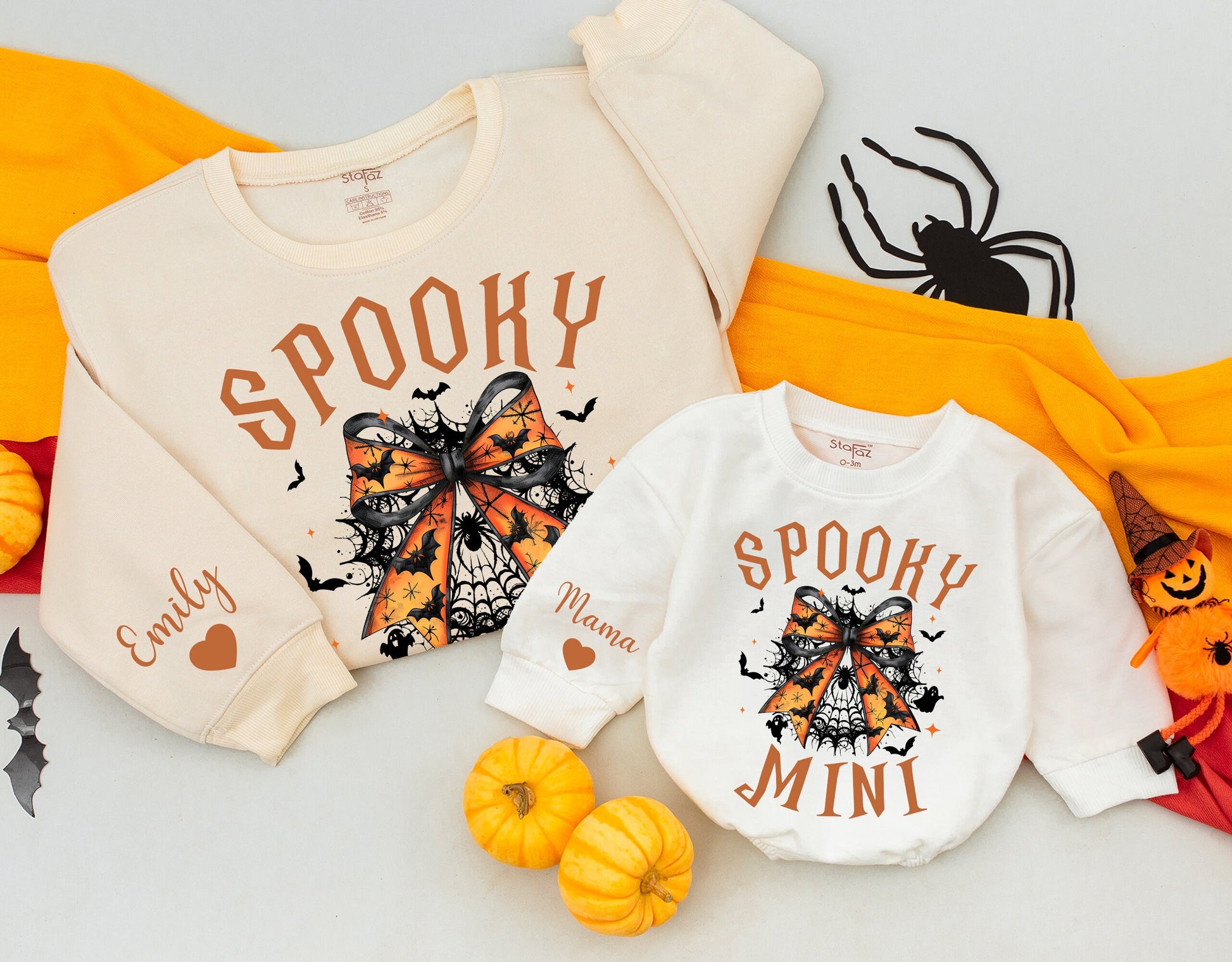 Cute Matching Halloween Sweatshirts for Mom and Baby – Retro Style