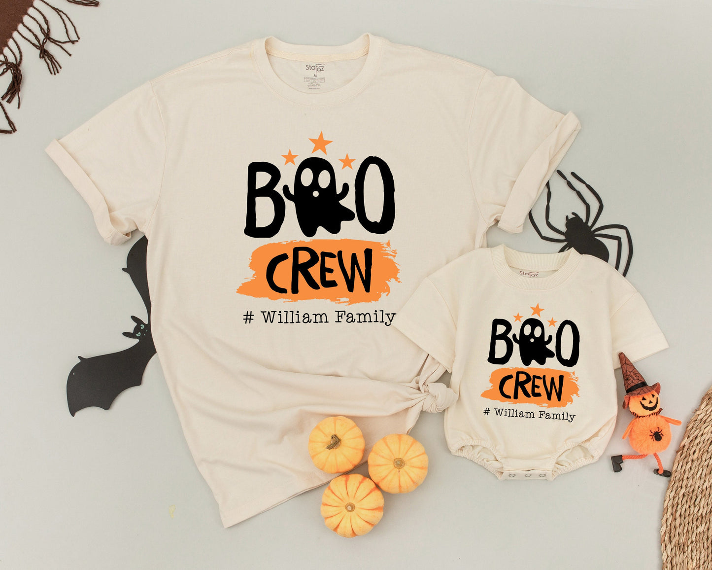 Matching Boo Crew Shirts: Retro Halloween Outfits for the Family