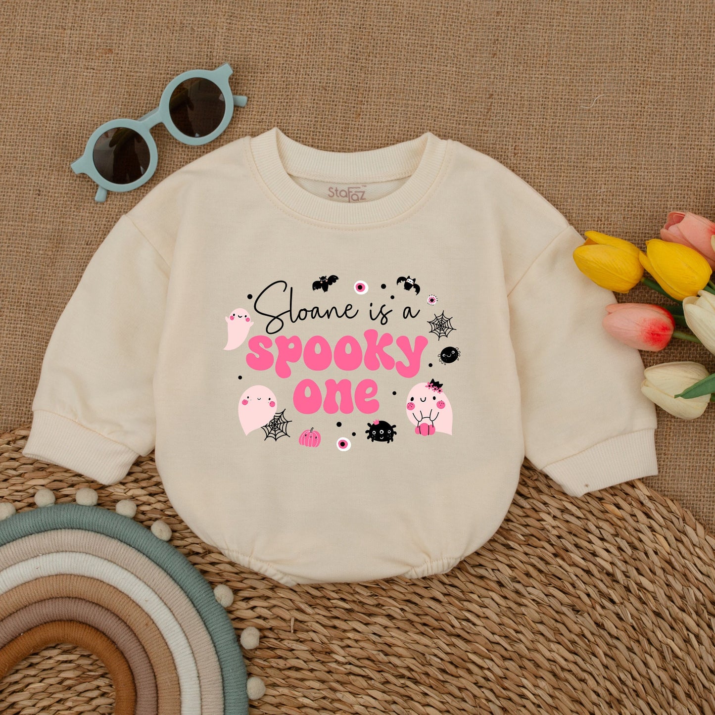 Spooky Ghost Baby Romper – Cute Halloween Outfit for Fall Birthdays  