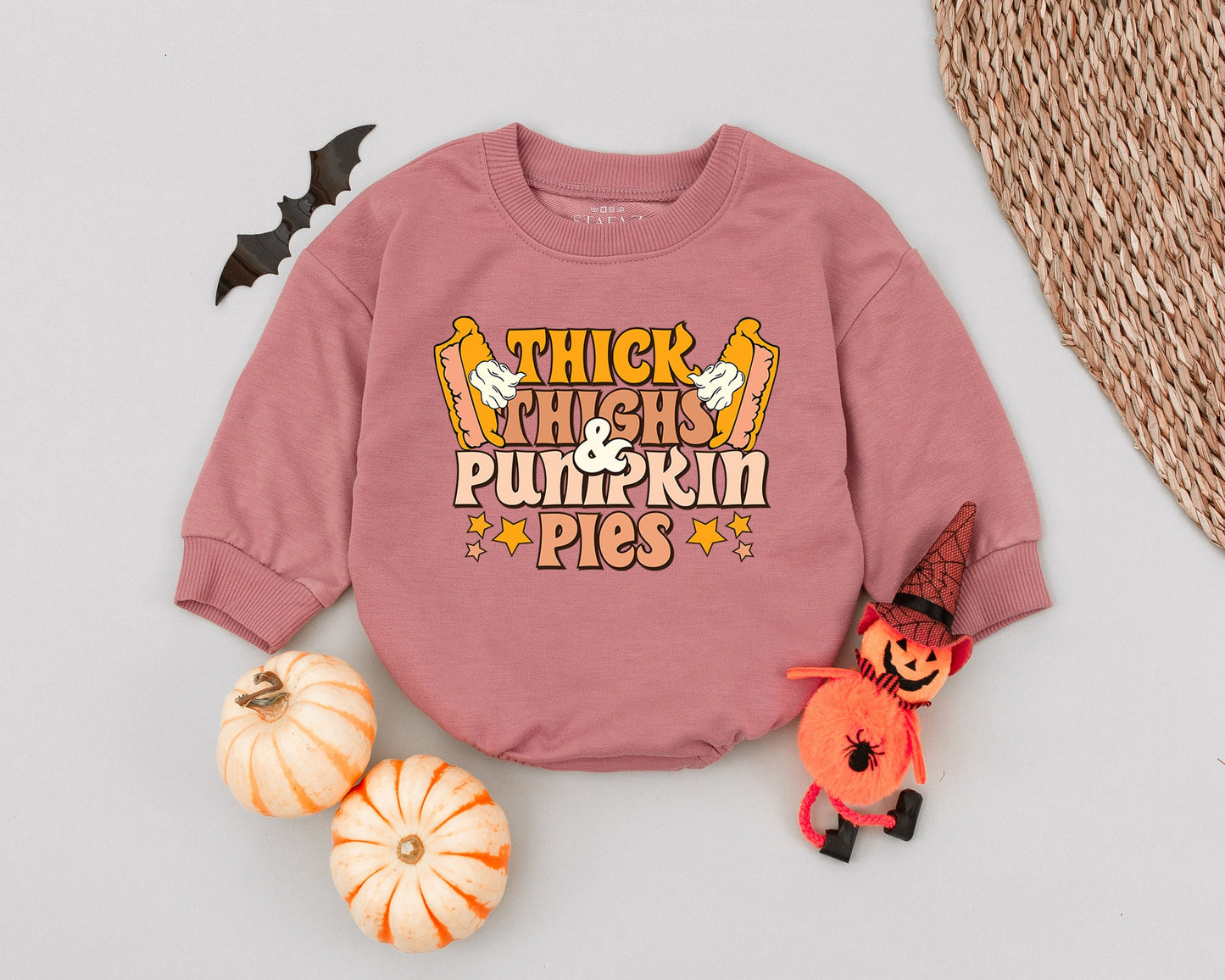 Thick Thighs Pumpkin Pies Baby Romper Cute Thanksgiving Fall Outfit Newborn First Day Baby Shower Gift