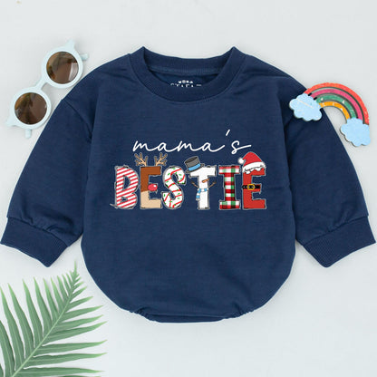 Mommy's Bestie Xmas Romper, Newborn Holiday Outfit, Baby Shower Gift