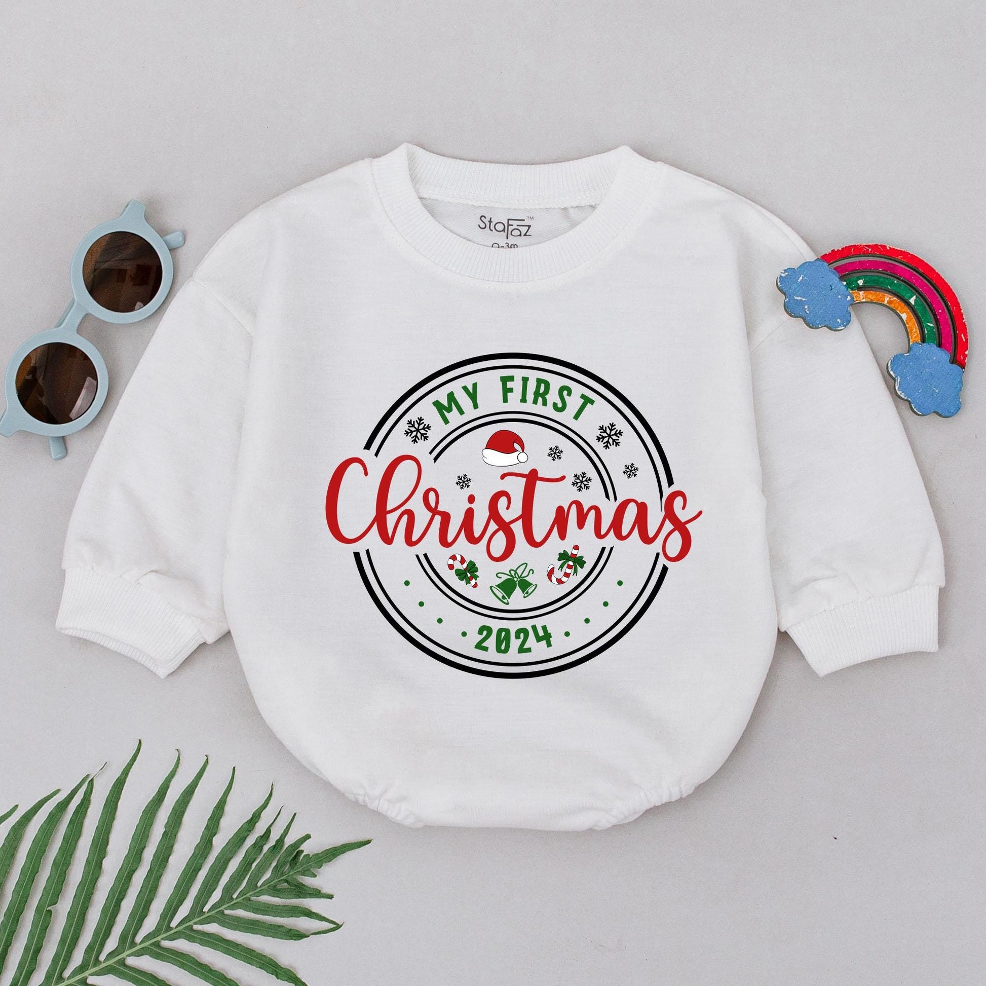 Newborn Christmas Romper for Girls, Personalized Baby Shower Gift