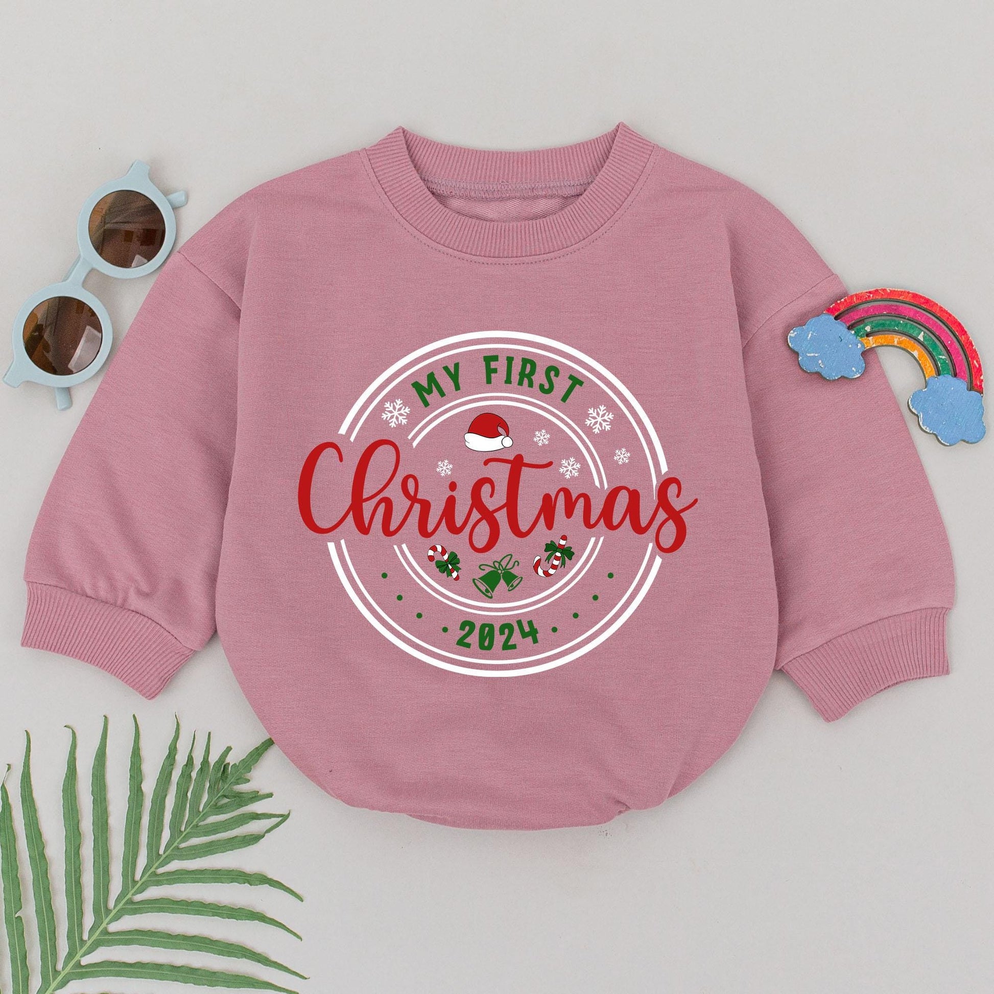 Newborn Christmas Romper for Girls, Personalized Baby Shower Gift