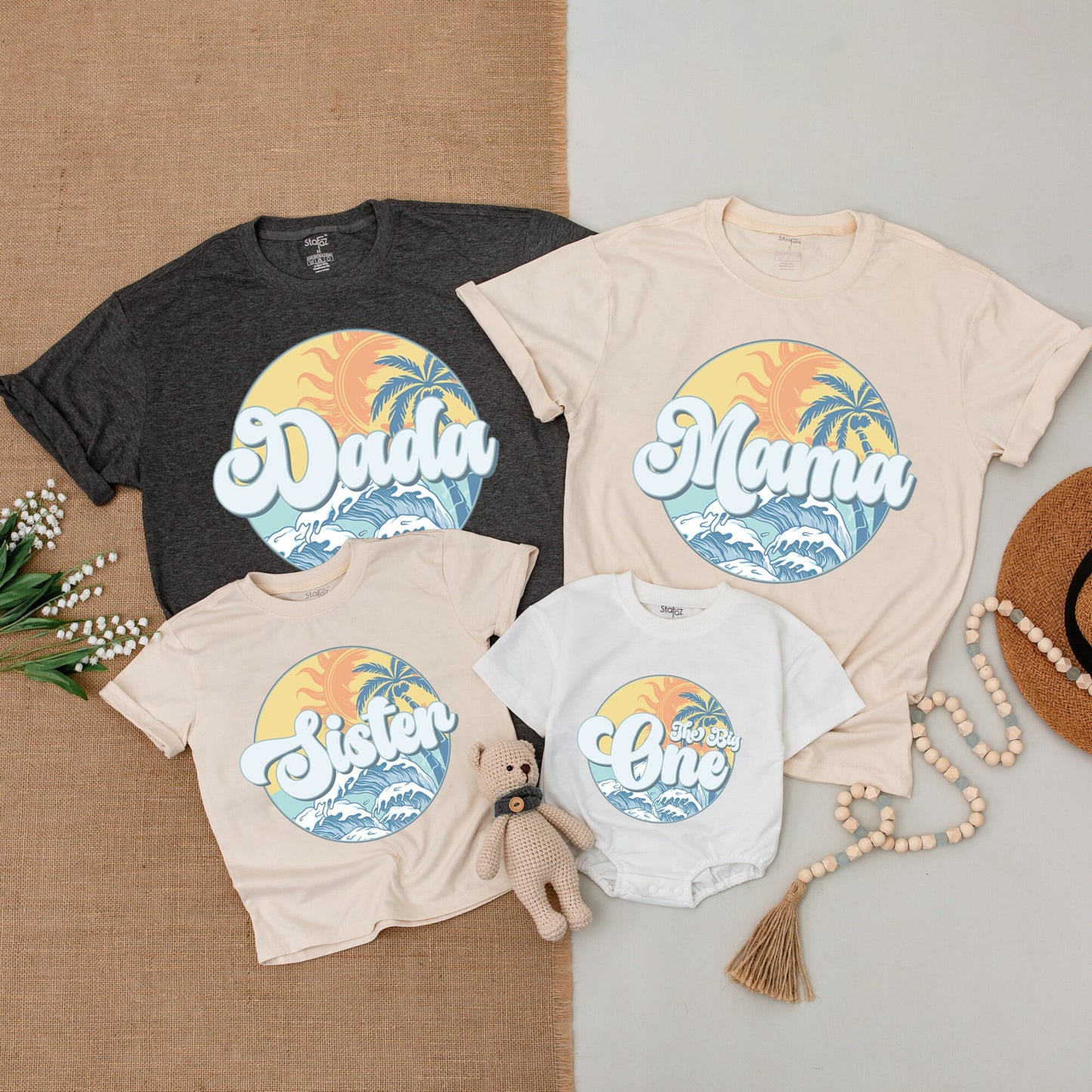 Surf Family 1st Birthday Outfits: Custom Bodysuits & Shirts