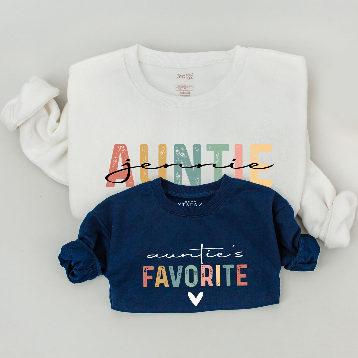 Custom Aunt Sweatshirt Set: Niece & Nephew Matching Crewnecks