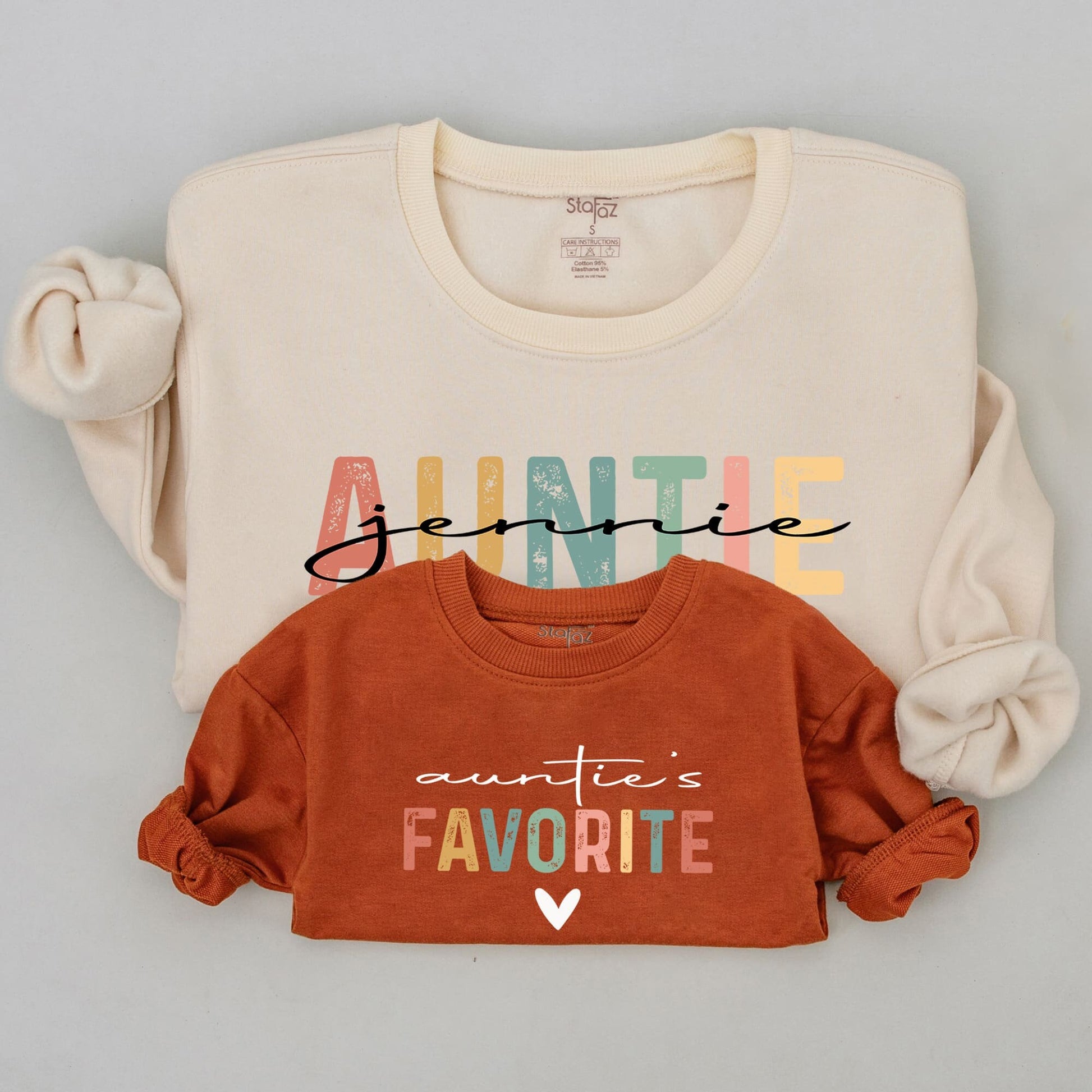 Custom Aunt Sweatshirt Set: Niece & Nephew Matching Crewnecks