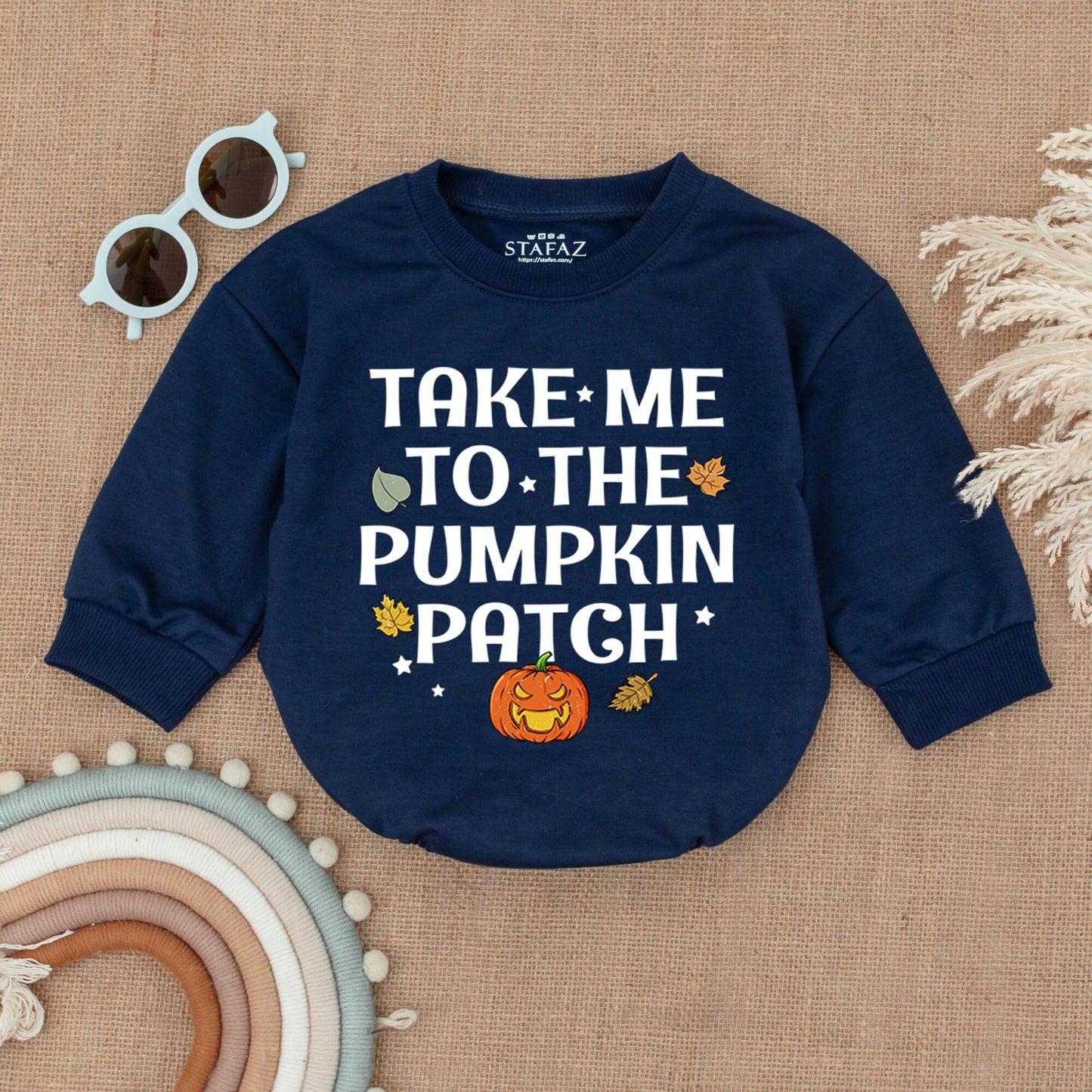 Autumn Pumpkin Patch Romper for Baby's First Thanksgiving Outfit