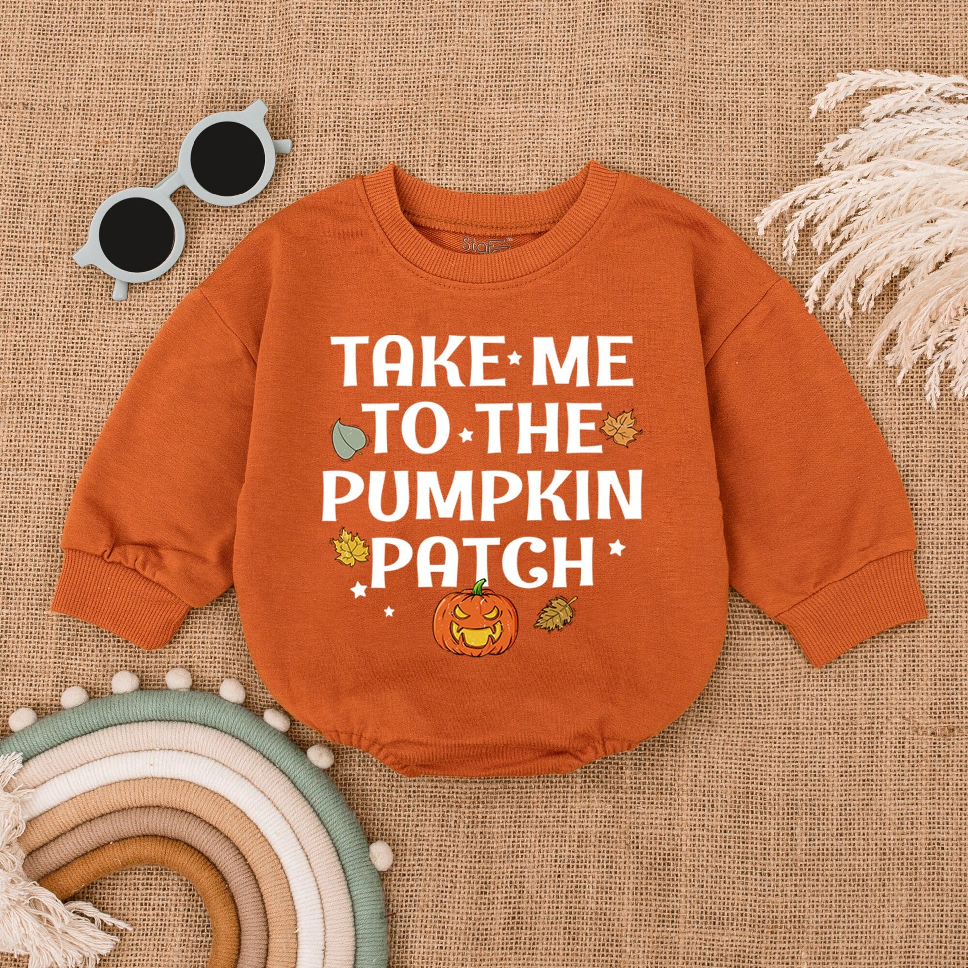 Autumn Pumpkin Patch Romper for Baby's First Thanksgiving Outfit