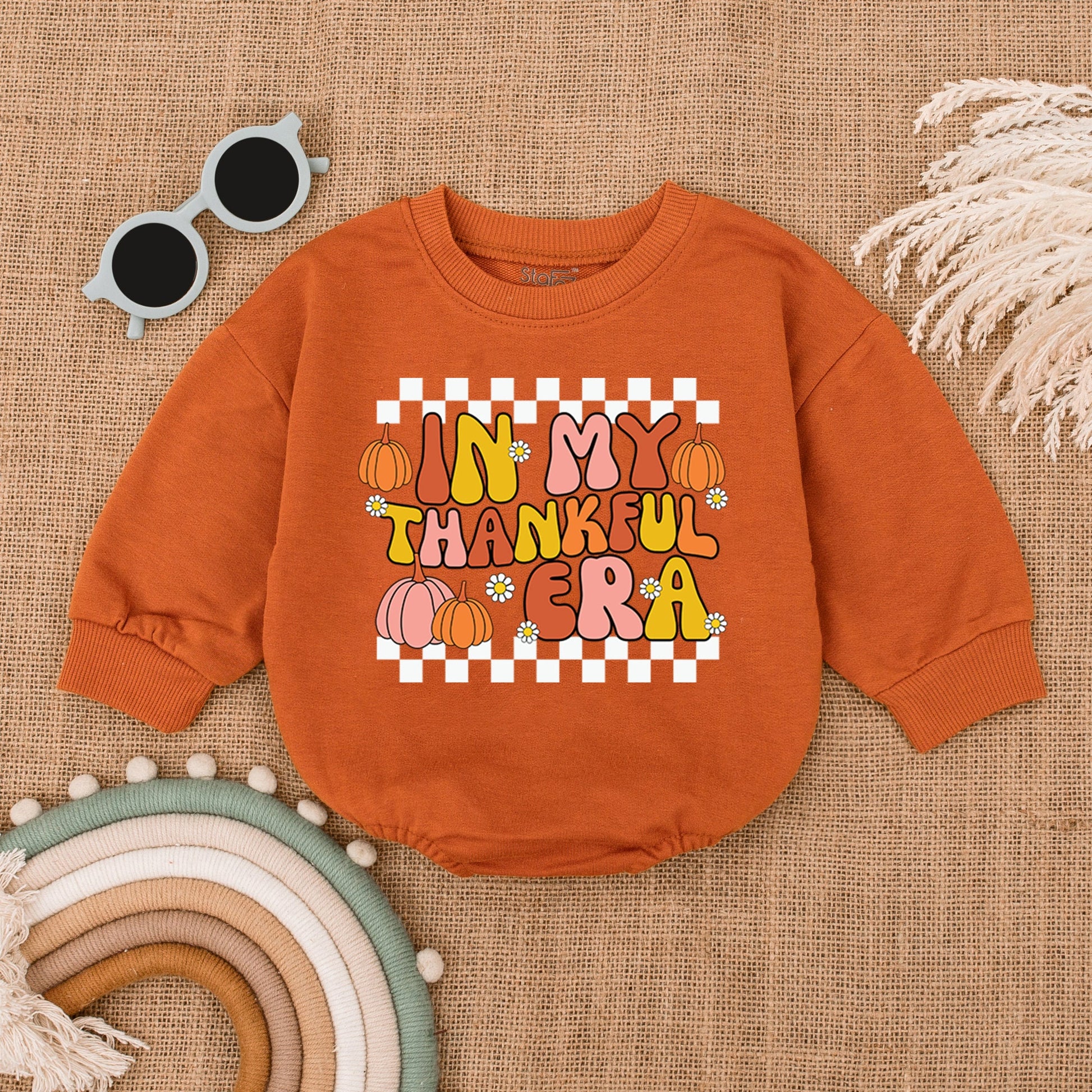 Thanksgiving Pumpkin Bubble Romper: Fall Baby Bodysuit Outfit