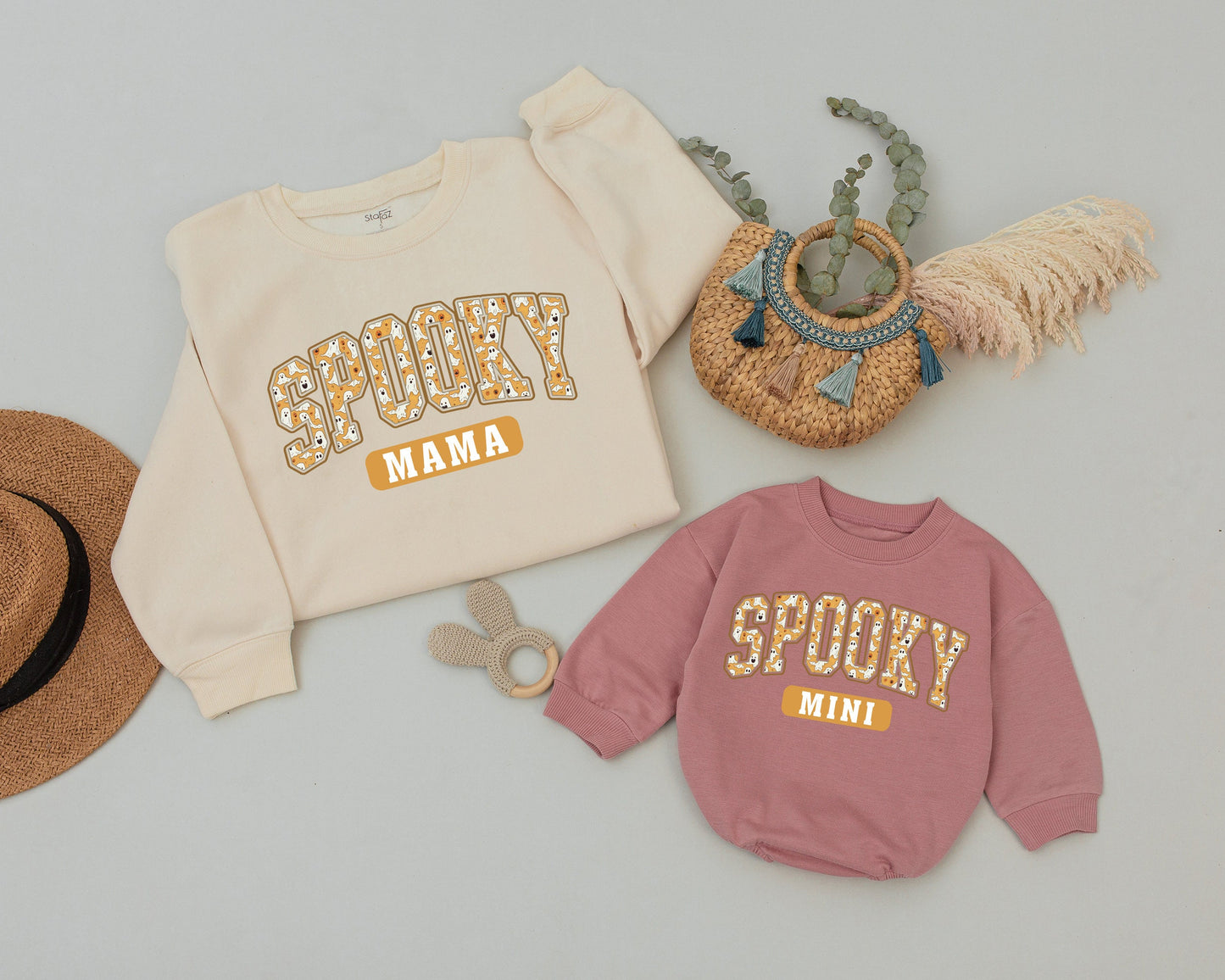 Vintage Halloween Sweatshirt Set: Mommy & Me Matching Outfits