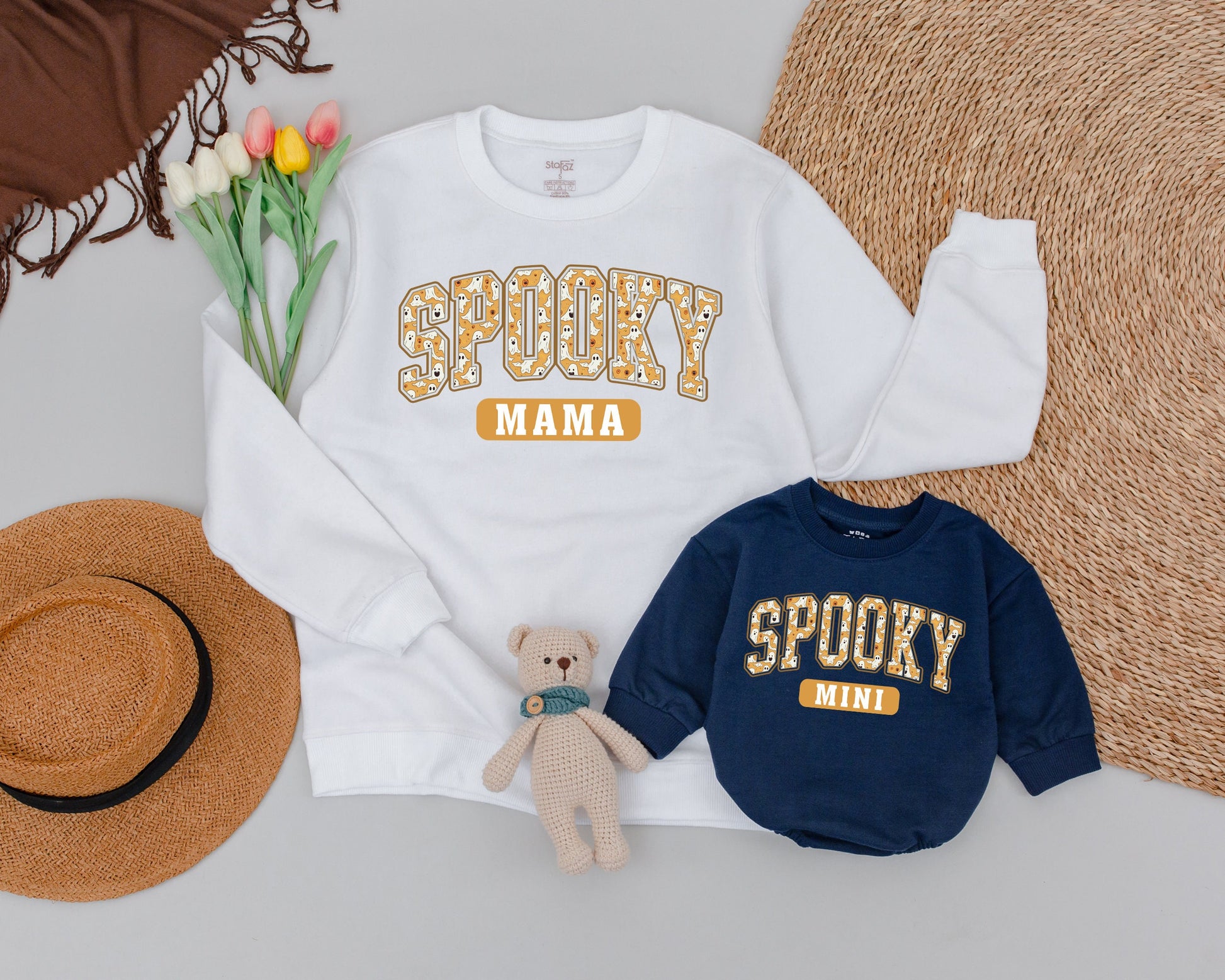 Vintage Halloween Sweatshirt Set: Mommy & Me Matching Outfits