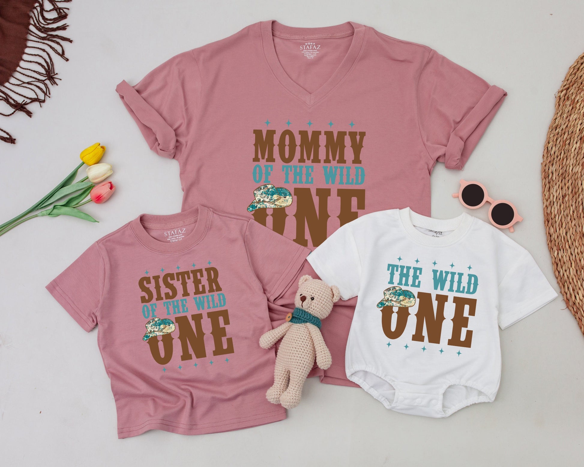 Wild One Western Family Matching Birthday Outfits Cowboy Mommy Daddy Brother Wild 1st Birthday Tees