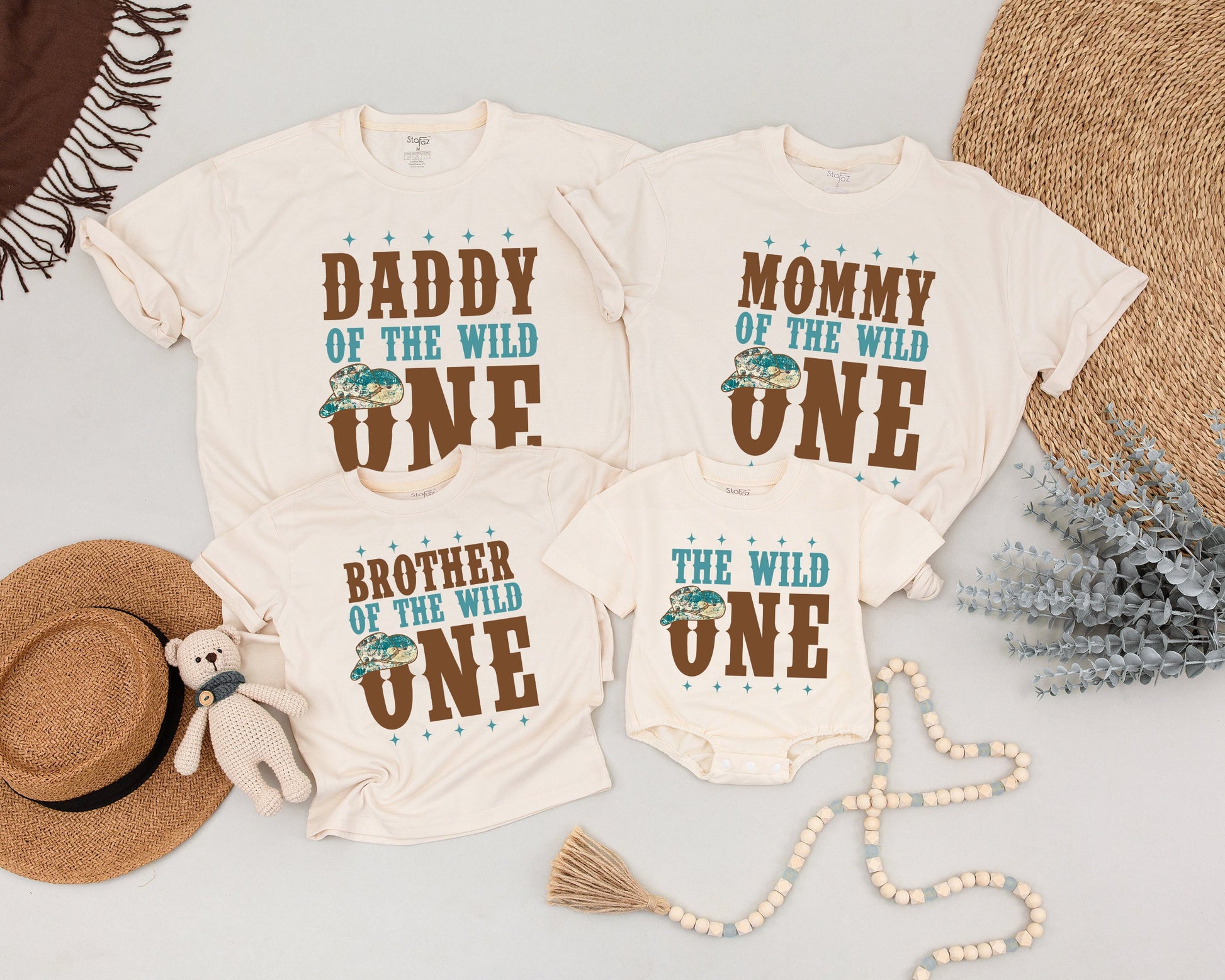 Wild One Western Family Matching Birthday Outfits Cowboy Mommy Daddy Brother Wild 1st Birthday Tees